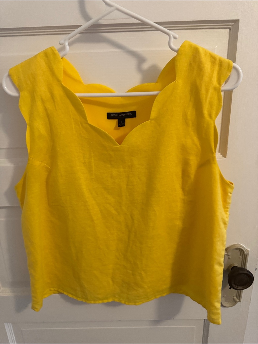 Banana Republic Bright Yellow Scalloped Neck Tank Top